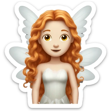 a white skin fairy, long ginger hair and wings sticker