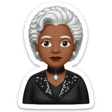 Mary McLeod Bethune with white hair, black sequin outfit  sticker