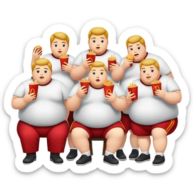 Fat people eating McDonald’s and they can’t see their feet sticker