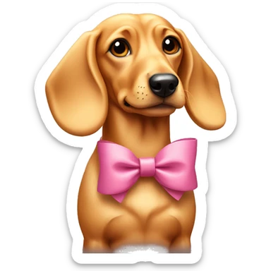 a dastchund blonde dog with a bow on its head  sticker