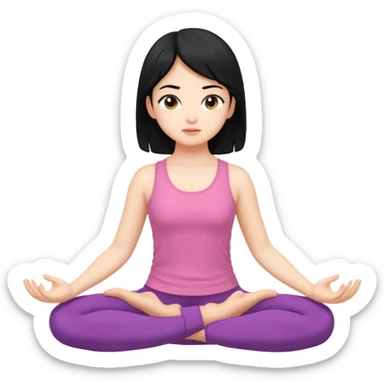 Garudasana by a girl 2D cartoon style sticker