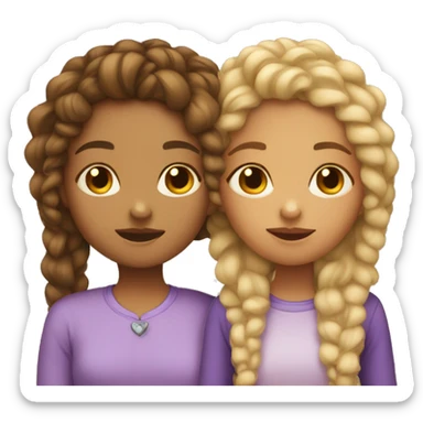 two girls kissing. one is lightskin with curly hair and the other is fair skin with braids  sticker