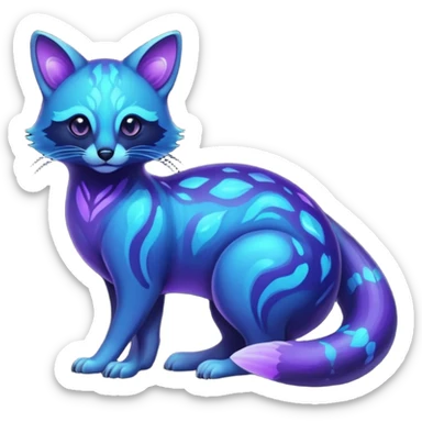Exotic nebulae dark blue purple futuristic bioluminescent translucent transparent lush warm-colored neon-glowing iridescent Fakémon-Fionbri-Vernid-Genet-creature sticker