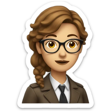 woman brown midhair with glasses detective sticker