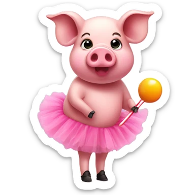 Pig wearing a tutu on a Lollipop  sticker