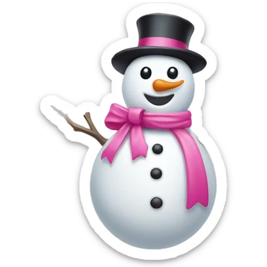 snowman with pink bow sticker
