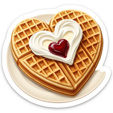 scandinavian heart shaped waffles vaffelplater with sour cream and jam sticker