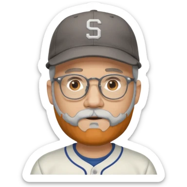 male full gray beard glasses and baseball cap sticker