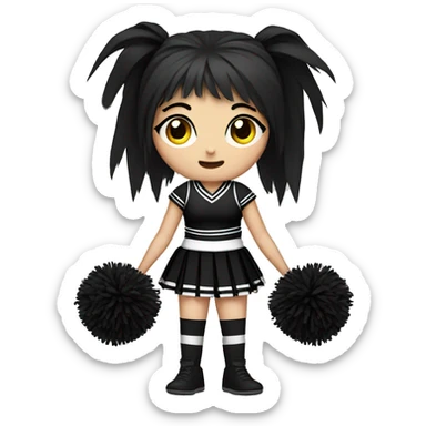 Goth cheerleader with pom poms sticker
