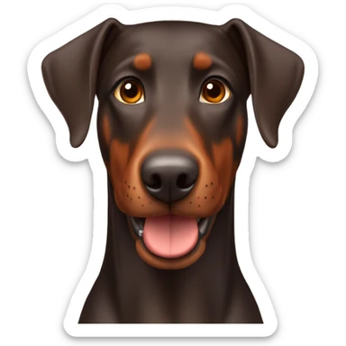 Red and brown Doberman without cropped ears face facing front happy expression  sticker