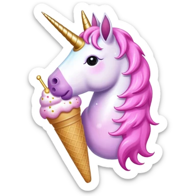 Unicorn eats pink Glitter icecream sticker