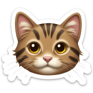 Fluffy brown striped cat cute sticker