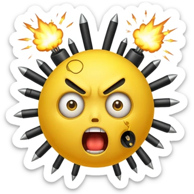 Create a mind blowing face with bombs coming out as a yellow face like 🤯 sticker