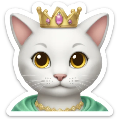 a cat wearing a princess costume sticker