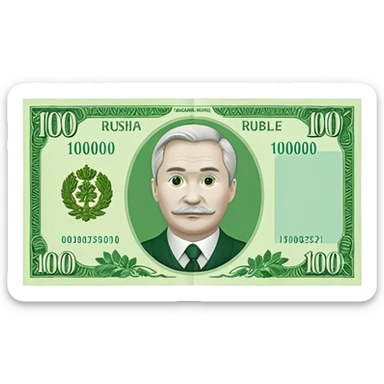 1000 Russian ruble banknote, top view, simple and recognizable, no text sticker