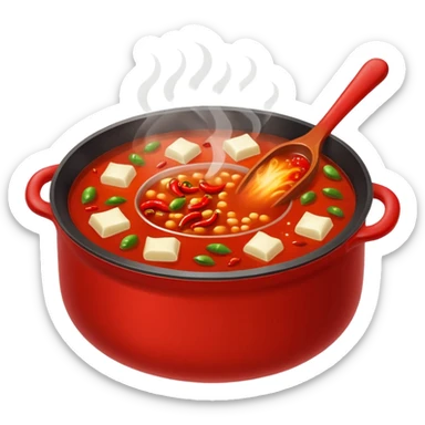 chengdu hotpot, bubbling spicy soup, lots of chili sticker