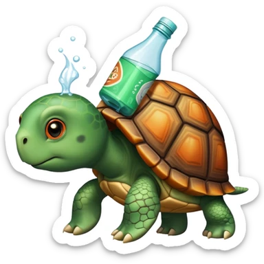 turtle drinka arizona tea from plastic bottle sticker