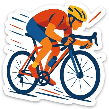 cyclist sprinting, energetic, dynamic sticker