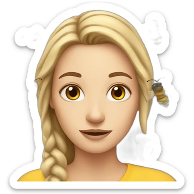 a white women with bees sticker