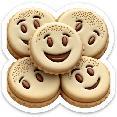 Cinematic Realistic Ma'amoul Dessert Emoji, featuring delicate shortbread cookies filled with dates or nuts rendered with intricate detail and warm, inviting lighting. sticker