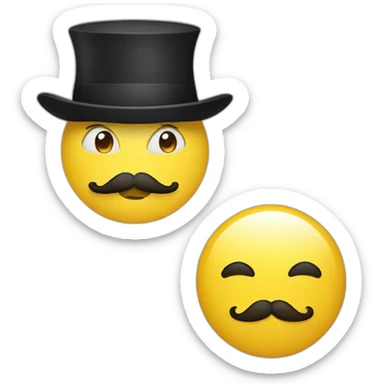 Yellow round face emoji with french moustache sticker