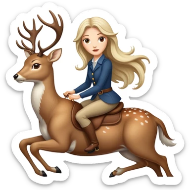 A white woman in riding a deer sticker