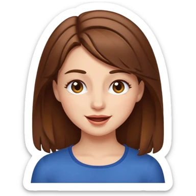 girl with brown hair, winking sticker