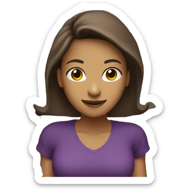 tan woman emoji with purple shirt and brown hair doing money spread and smiling sticker