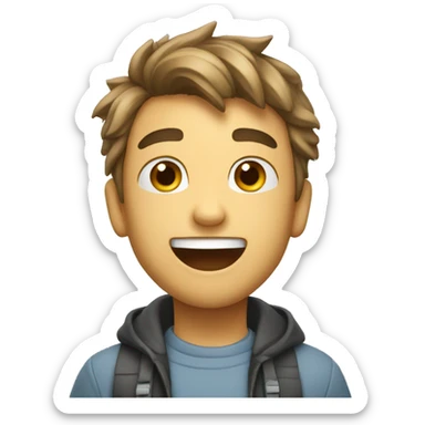 Boy getting really excited sticker