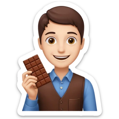 a chocolate bar being sold by a human sticker