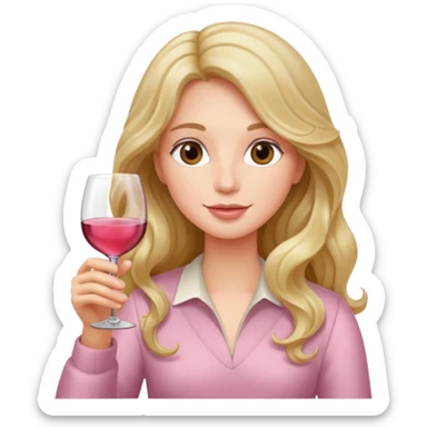 Person long wavy hair with light pink wine sticker