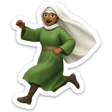 saint brigid running, with a large stride and arms outstretched sticker