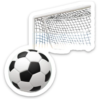 A mini football (futsal) ball placed on the court, with the goals and boundary lines visible in the background. The scene captures the fast-paced nature of the sport, with the compact indoor court and a focus on the ball ready for action. sticker