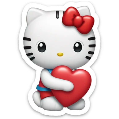 hello kitty holding heart sticker