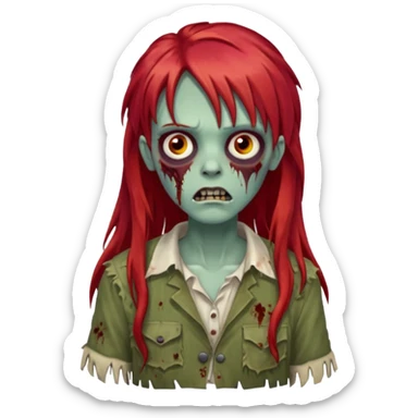 Zombie com franja e cabelo comprido ruivo sticker