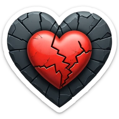 Siyah kırık kalpk sticker