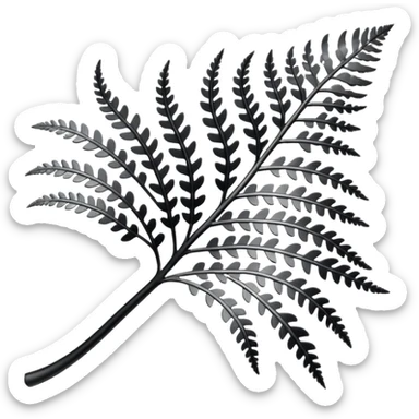 Black and silver filigree fern leaf, 3D, extremely detailed design sticker