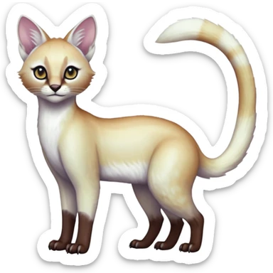 Colorful dark tropical pearly-albino-white iridescent glorious divine exotic cute cool beautiful shiny beautiful fantasy-caracal-civet-genet-sergal-vernid-Cacomistle-oncilla-animal-Fakémon-hybrid-fursona (full body) sticker