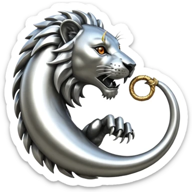 Silver Elder Scrolls Online Lion eating its tail Ouroboro sticker