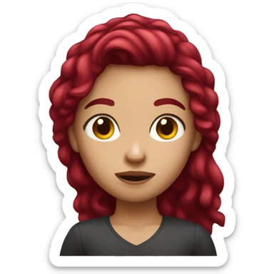 cherry dark red hair girl light skin shaking her head sticker