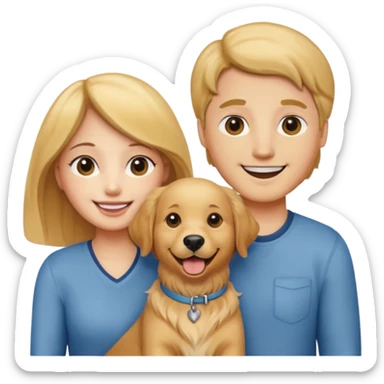 couple and their pet dog sticker
