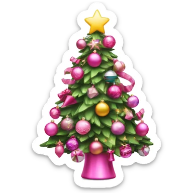 Christmas tree decorated with pink toys  sticker