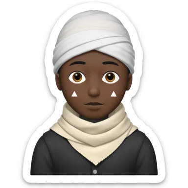 A guy with a triangle body with no arms and legs then his head is a perfect circle and his head is also black then give him a hat that doesn’t go behind his head, and last but not least give him a white scarf sticker