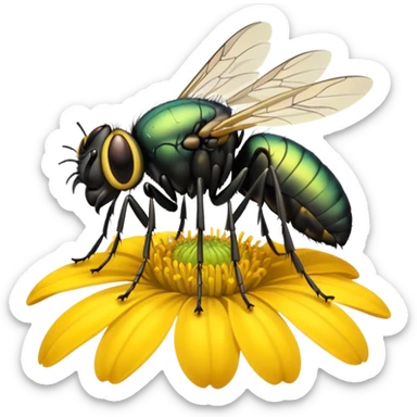 
fly on flower sticker