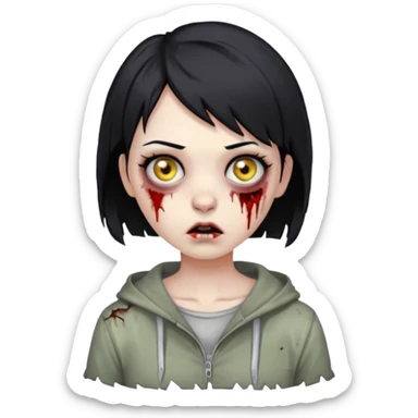 Zombie girl with very short hair sticker