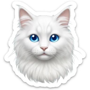 Fluffy white cat with short legs and blue eyes sticker