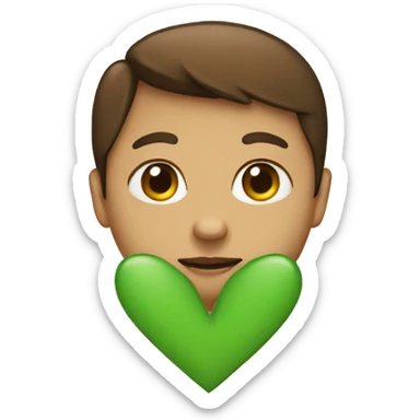 Half green half brown heart  sticker