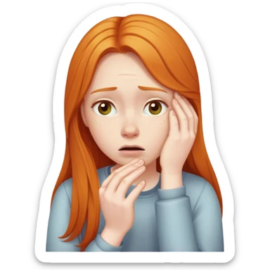 ginger girl facepalm long hair sticker