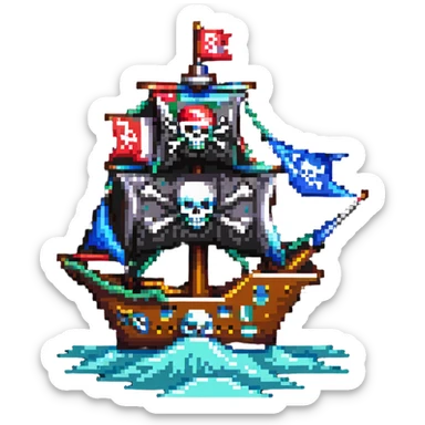 pirate ship with skull flag sticker