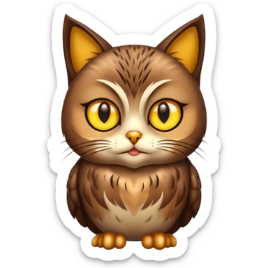 A cat with a owl body sticker